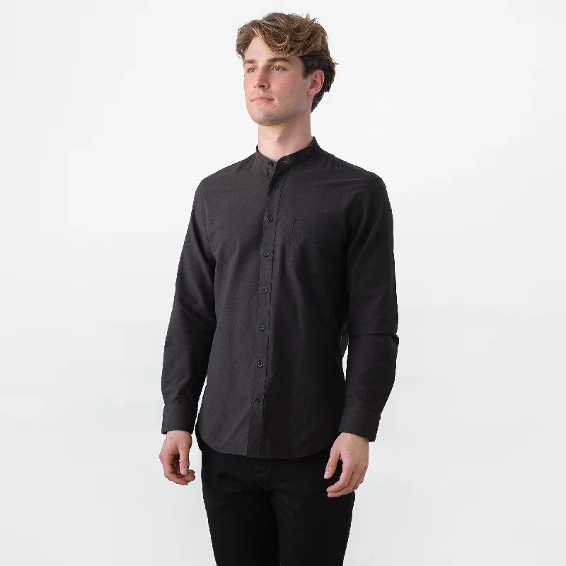 Men's Black Banded Collar Service Oxford Sophisticated Women's 