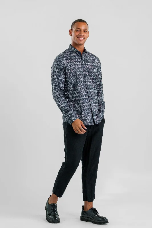 NOVA - Dark Blue Skulls Long Sleeve Shirt Earthy Women's 
