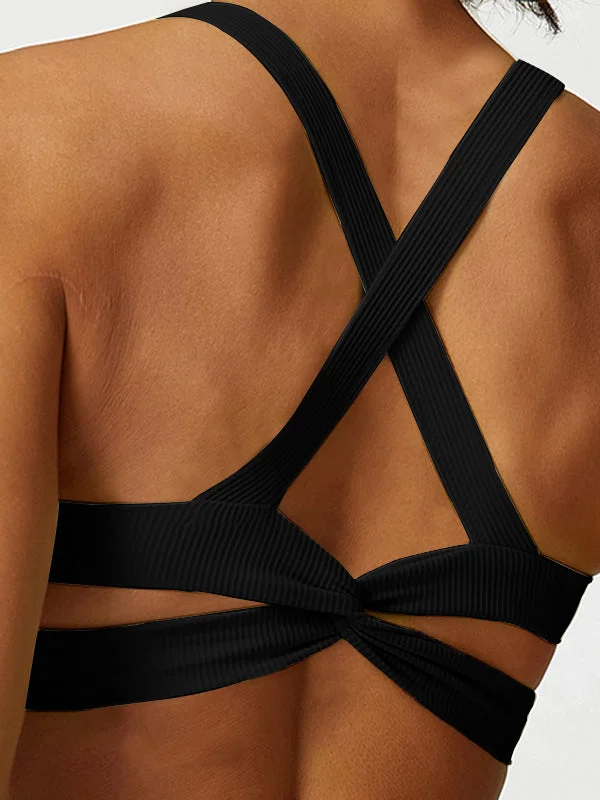 ZASUWA Female Cross Beautify Back Hollow Out Twist Sports Bras Elegant Women's Formal 