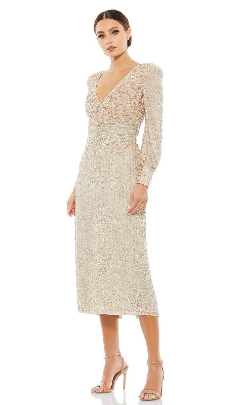 Mac Duggal - 93593 Sequin V Neck Midi Column Dress Women