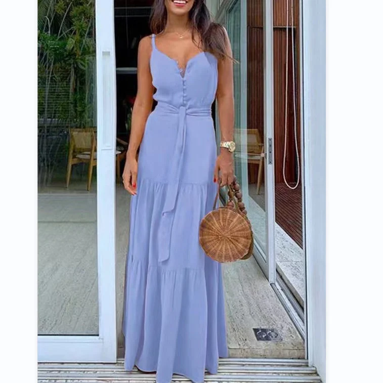 Temperament Big Swing Solid Color Suspender Breasted Dress Wholesale Dresses Cozy Women's Winter Temperament Big Swing Solid Color Suspender Breasted Dress Wholesale Dresses Cozy Women's Winter