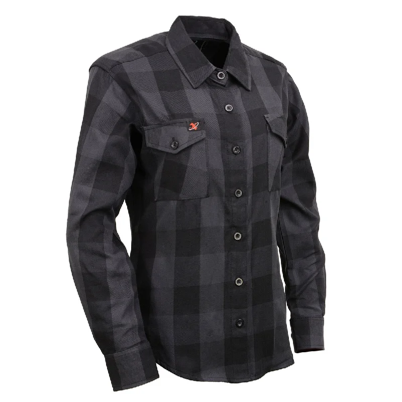 Milwaukee Leather MNG21608 Women's Casual Dark Gray and Black Long Sleeve Cotton Casual Flannel Shirt Hip Women's Retro Milwaukee Leather MNG21608 Women's Casual Dark Gray and Black Long Sleeve Cotton Casual Flannel Shirt Hip Women's Retro