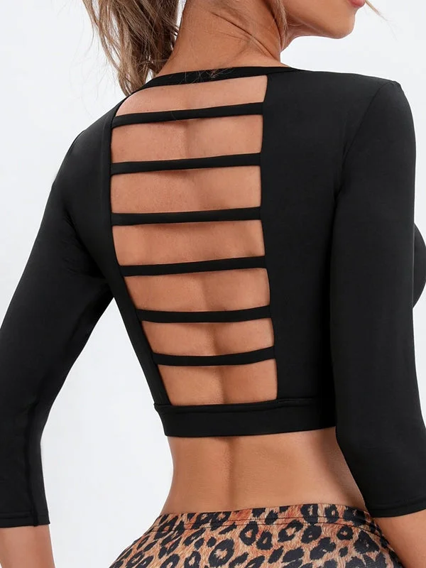 ZASUWA Female With Chest Pads Hollow out Long Sleeves Relaxed Women's Beachy