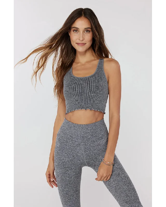Spiritual Gangster Amor Crop Tank - Womens - Heather Grey Geometric
