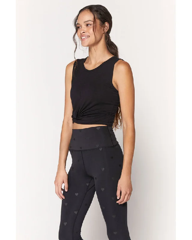 Spiritual Gangster Muse Twist Front Tank Top - SP13611005 - Womens - Black Cashmere