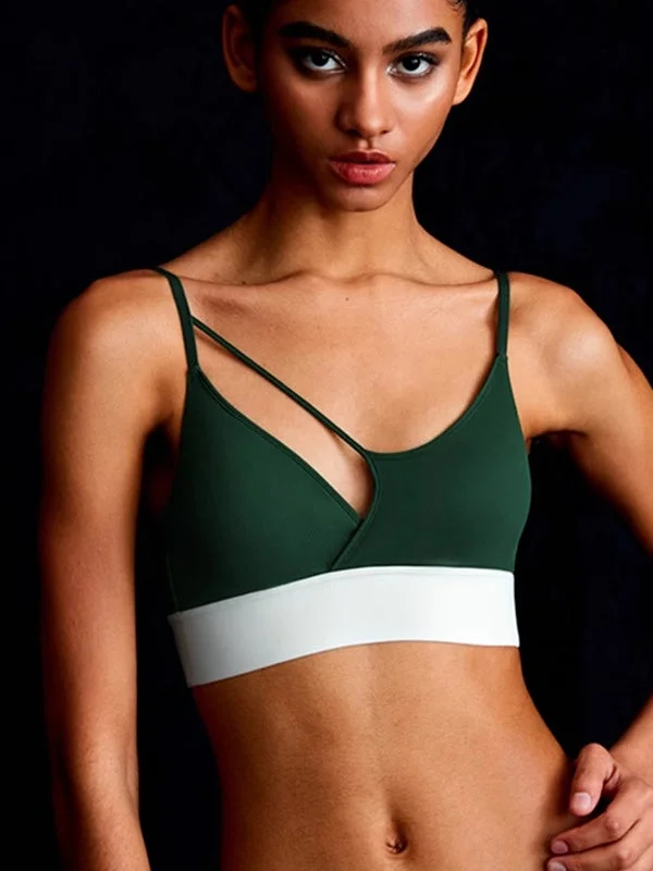 ZASUWA Female Contrast Color Cutout Backless Sports Bras Traditional Women's 