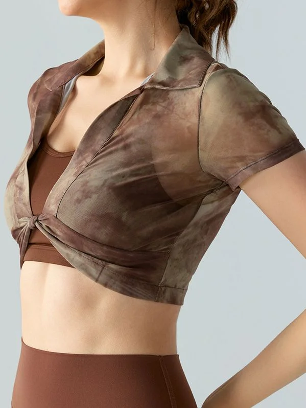ZASUWA Female Print Breathable Mesh Yoga Short Sleeves Bold Women's Animal Print