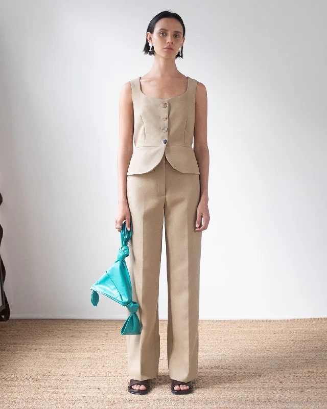 Eunice Vest Cotton Silk Double-face Beige Minimalist Women's Casual