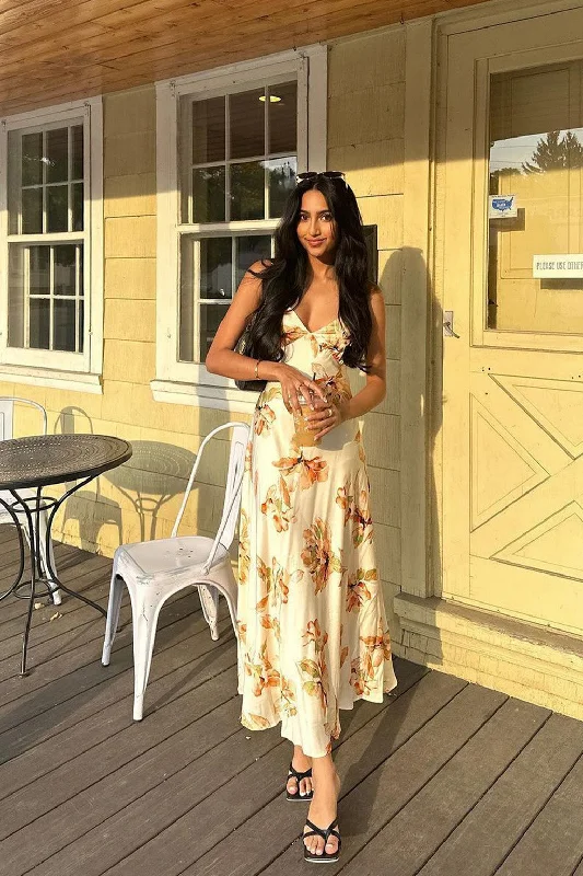 Palma Cream Floral Maxi Dress Practical Women's Multi - 