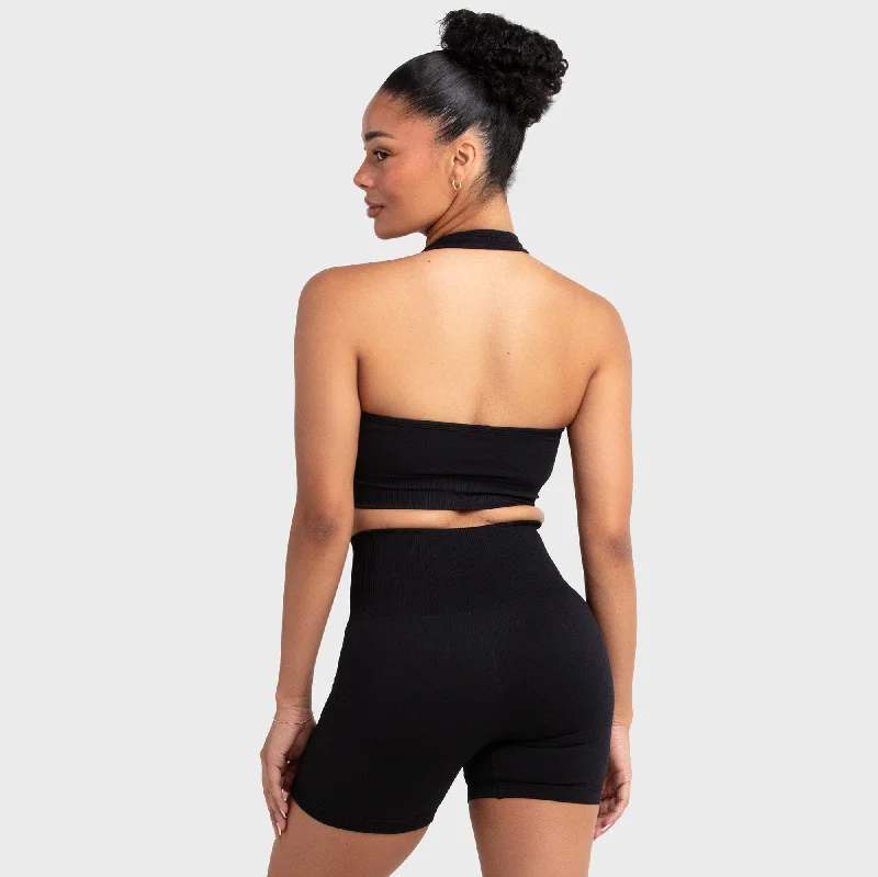 Hyperflex 2 Halter Neck Crop - Jet Black Compression