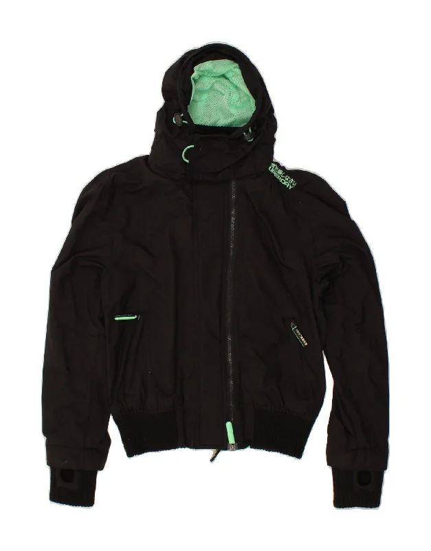 SUPERDRY Womens Windbomber Hooded Windbreaker Jacket UK 14 Large Black Elegant Women's Formal SUPERDRY Womens Windbomber Hooded Windbreaker Jacket UK 14 Large Black Elegant Women's Formal