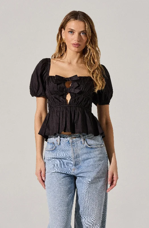 Bow Front Peplum Top Disco