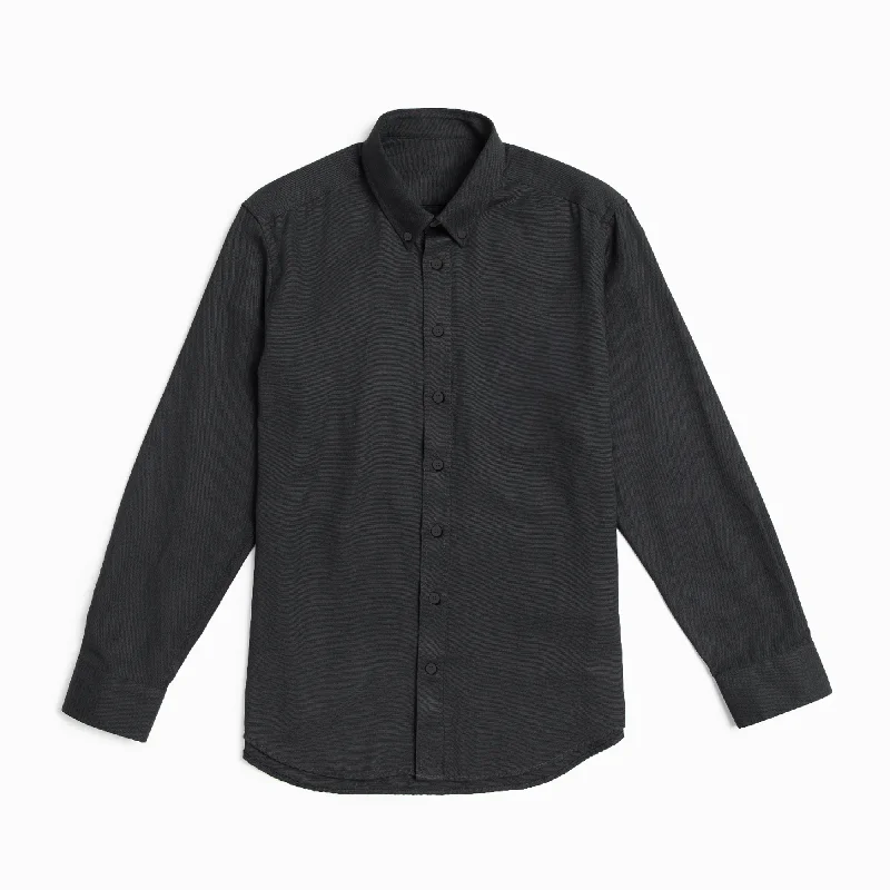 Women's Black Button Down Service Oxford Vintage Women's 1970S 