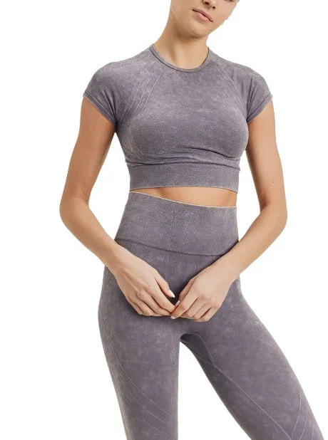 Waves and Crosses Seamless Raglan Crop Top AT2722 Mauve purpose