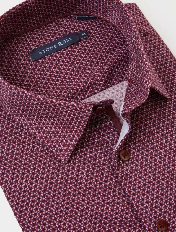 Berry Poplin Woven Geometric Print Long Sleeve Shirt Earthy Women's Hemp - based