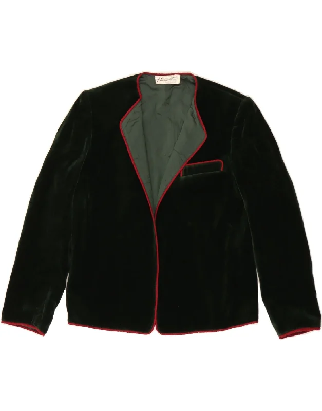 VINTAGE Womens Open Blazer Jacket IT 40 Small Green Edgy Women's Punk