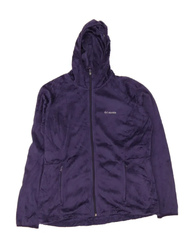 COLUMBIA Womens Hooded Fleece Jacket UK 18 XL Purple Polyester Cool Women's Skate