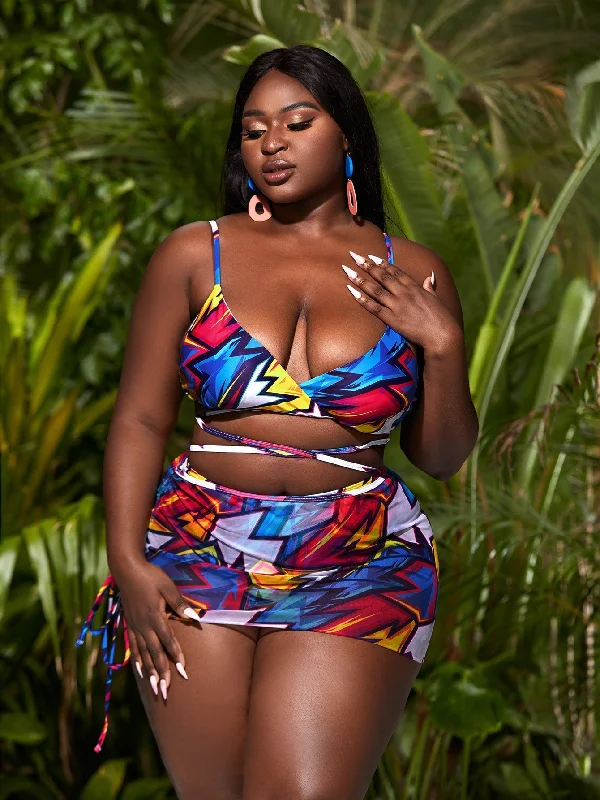 Boho Plus Size Bikini Sets Stylish Women's Tropical 
