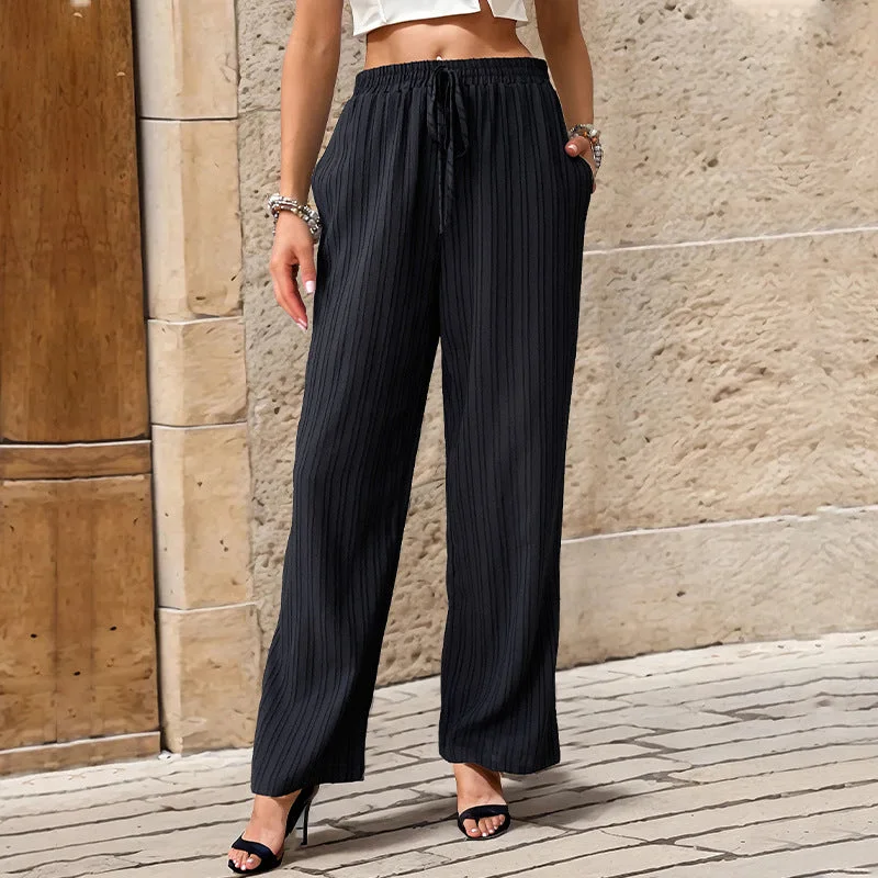 Solid Color Pleated Straight Leg Casual Pants Wholesale Womens Clothing N3824062800036 Sleek Women's Metallic Solid Color Pleated Straight Leg Casual Pants Wholesale Womens Clothing N3824062800036 Sleek Women's Metallic