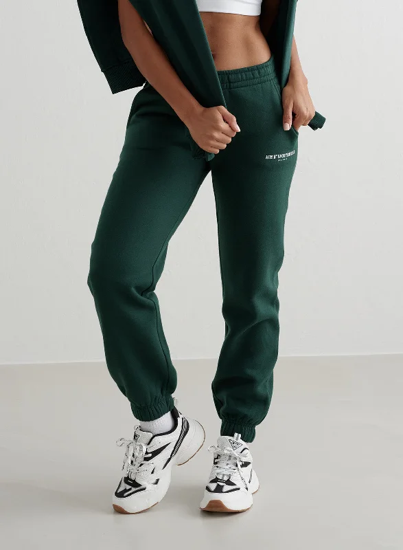 Deep Emerald Varsity Classic Sweatpants Feminine Women's Style 
