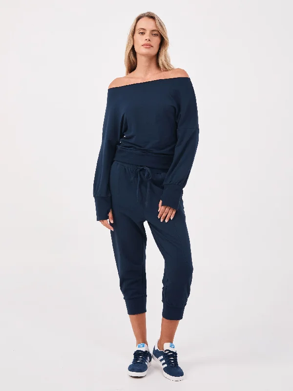 Breeze French Terry Cropped Jogger - Navy Traditional Women's Wool