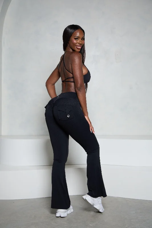 Pchee Black Pocket Flare Scrunch Butt Pants Australian Beach
