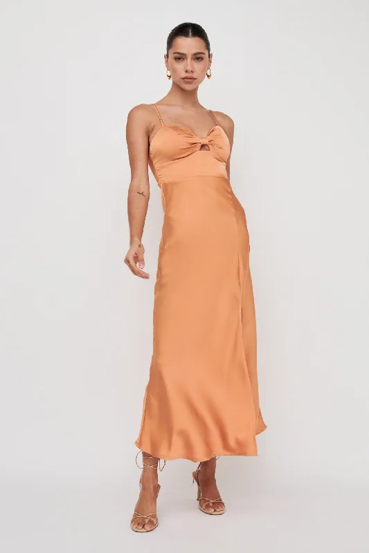 Missoula Cami Strap Padded Bust Midi Dress Orange Contemporary 