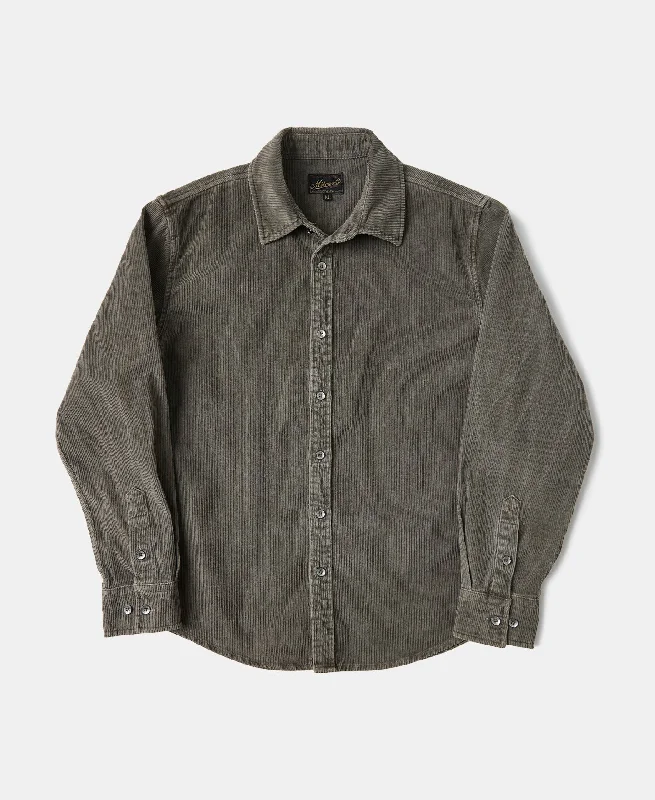 Regular Fit 11 Wale Corduroy Overshirt - Taupe Australian Beach
