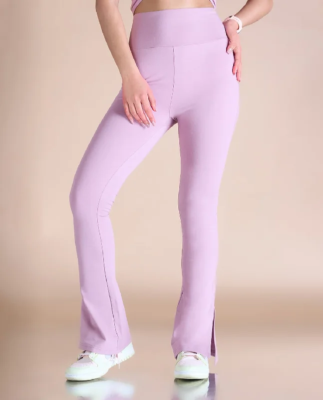 Women High Waist Cotton Side Slit Flared Pants Scandinavian