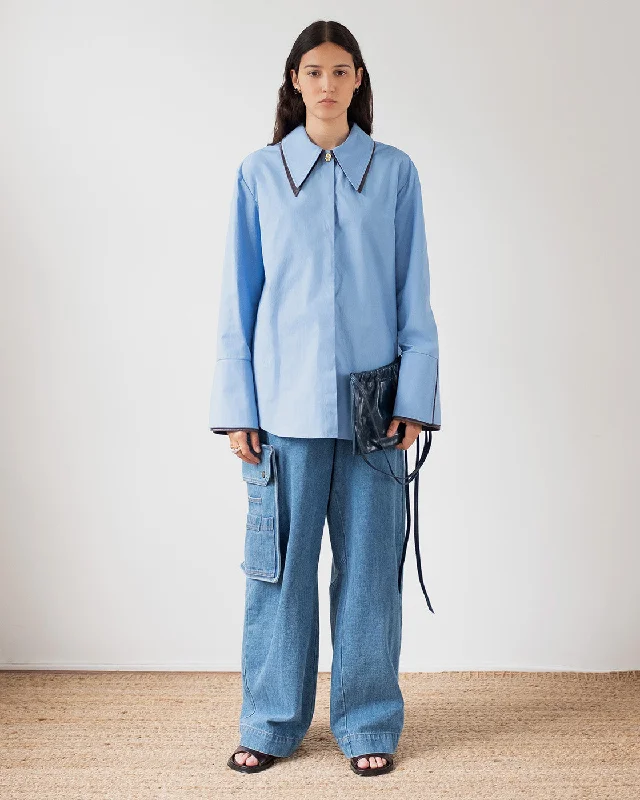Parker Shirt Organic Cotton Blue Relaxed Women's 