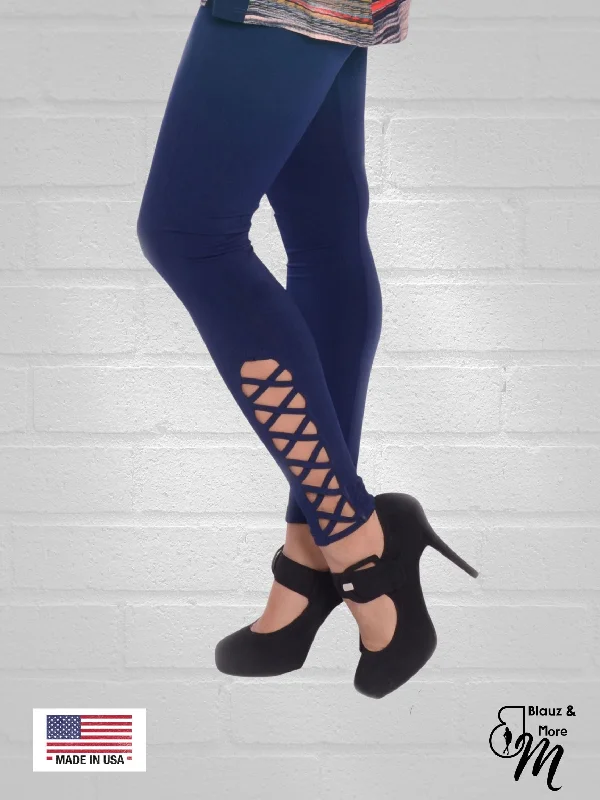 BLACK FRIDAY Ankle length leggings with criss cross pattern at the ankle - P009 Trendy Women's BLACK FRIDAY Ankle length leggings with criss cross pattern at the ankle - P009 Trendy Women's