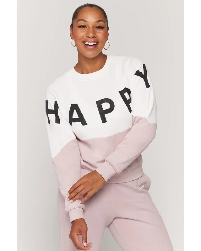 Spiritual Gangster Happy Bridget Raglan Pullover - Womens - Stone/ Rose Quartz Laid - back Women's Style Spiritual Gangster Happy Bridget Raglan Pullover - Womens - Stone/ Rose Quartz Laid - back Women's Style