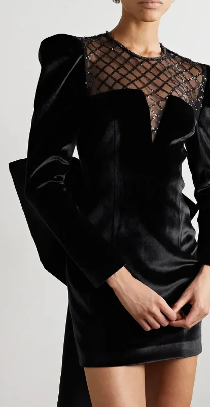 Rebecca Vallance Onyx Bow Embellished Velvet Mini Monochromatic Office Style