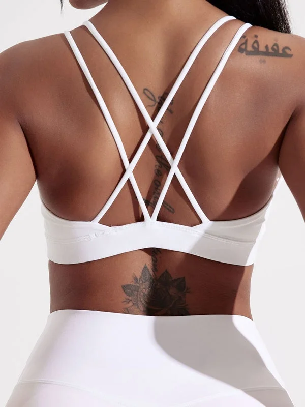 ZASUWA Female Cross Back Sports Bras Sleek Women's Metallic