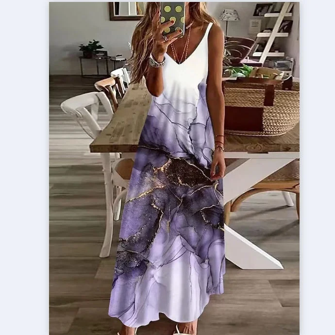 A-Line V-Neck Loose Print Suspender Dress Wholesale Dresses Confident Women's High - fashion A-Line V-Neck Loose Print Suspender Dress Wholesale Dresses Confident Women's High - fashion