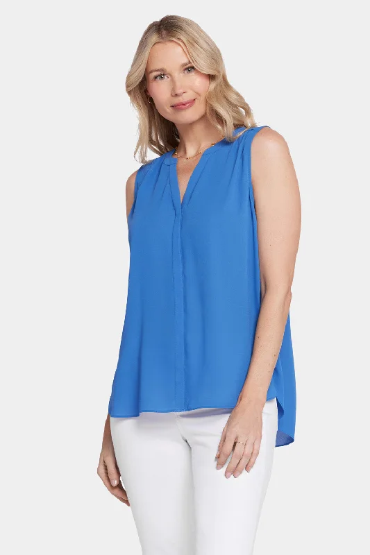 Sleeveless Pintuck Blouse  - Greek Sea Stylish Women's Tropical 