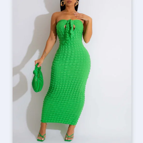 Skinny Strapless Solid Color Popcorn Bubble Strap Dress Wholesale Dresses Relaxed Women's Skinny Strapless Solid Color Popcorn Bubble Strap Dress Wholesale Dresses Relaxed Women's