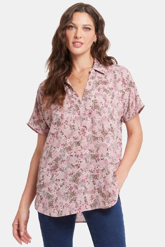 Becky Short Sleeved Blouse - Berry Fields Artistic Women's Hand - painted