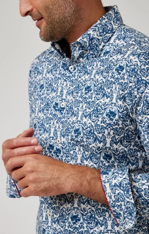 Cream Skull Print Shirt Street
