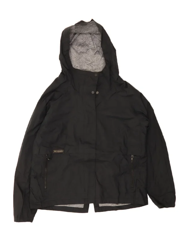 COLUMBIA Womens Hooded Windbreaker Jacket UK 18 XL Black Polyester Cashmere