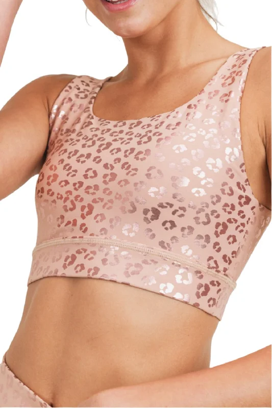 Mono B Shimmer Foil Leopard Bra Top AT2961 Earthy Women's Hemp - based