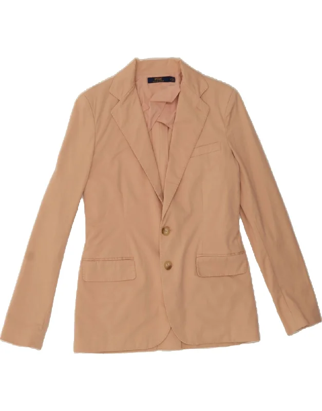 POLO RALPH LAUREN Womens 2 Button Blazer Jacket US 2 XS Pink Cotton Disco
