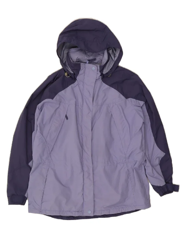 COLUMBIA Womens Hooded Windbreaker Jacket UK 18 XL Purple Colourblock Relaxed Women's 