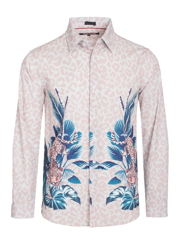 White Leopard Digital Printed Design Stretch L/S Shirt (4845) Sporty Women's Tennis