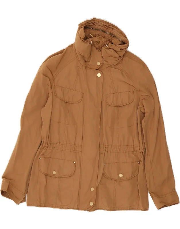 MASSIMO DUTTI Womens Hooded Utility Jacket UK 16 Large Brown Artistic Women's Hand - painted MASSIMO DUTTI Womens Hooded Utility Jacket UK 16 Large Brown Artistic Women's Hand - painted
