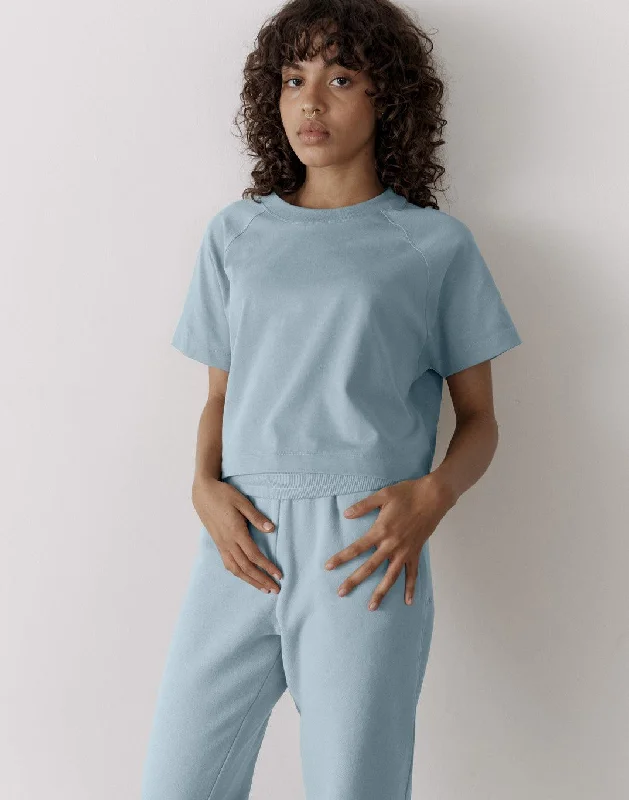 The Womens Crop Tee in Chalk Blue Street