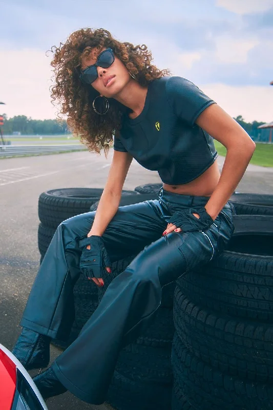 Faux Leather Crop Top Sophisticated Women's Tailored