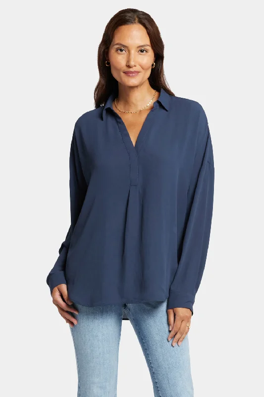 Becky Blouse - Oxford Navy Practical Women's Multi - 