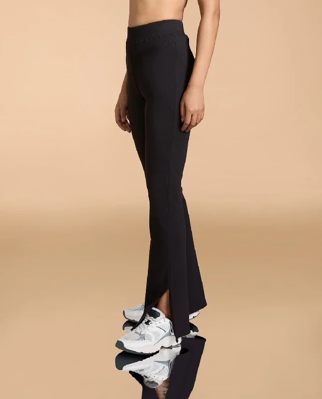 High Waist Ribbed Flared Pants Refined Women's 