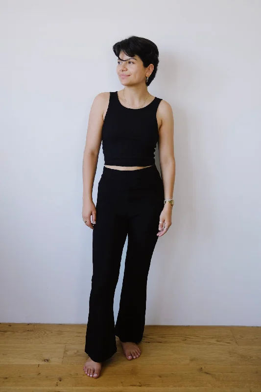 flared tencel pants - cove - black Trendy Women's 